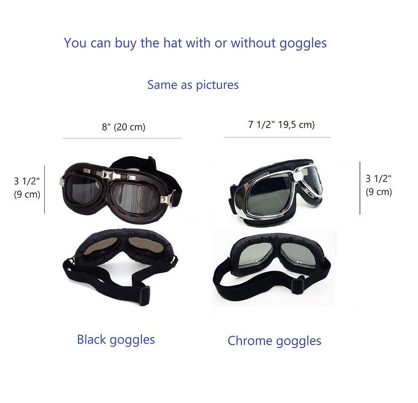 Chapeau aviateur en cuir noir - Modèle Simon