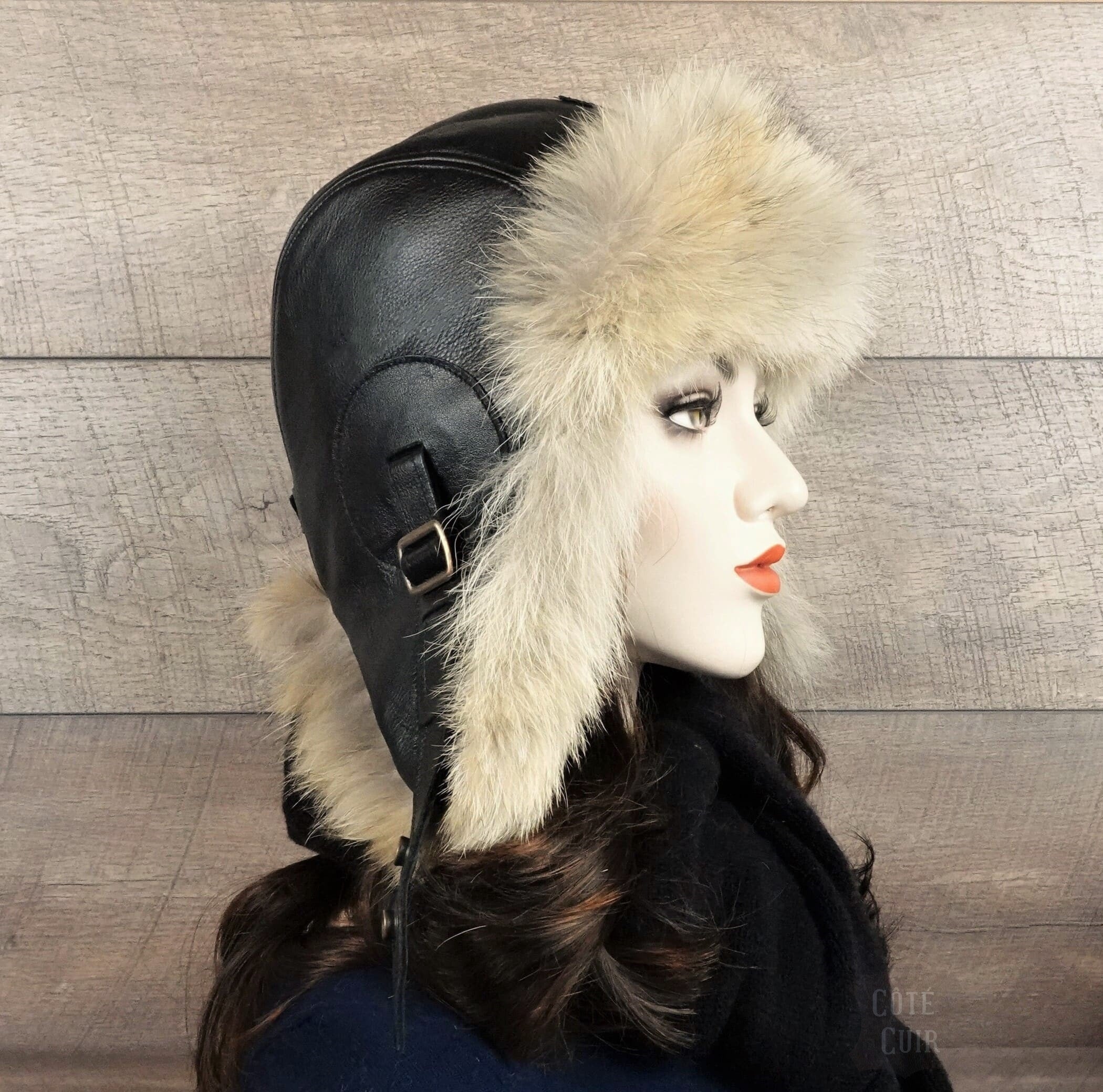 coyote fur aviator hat