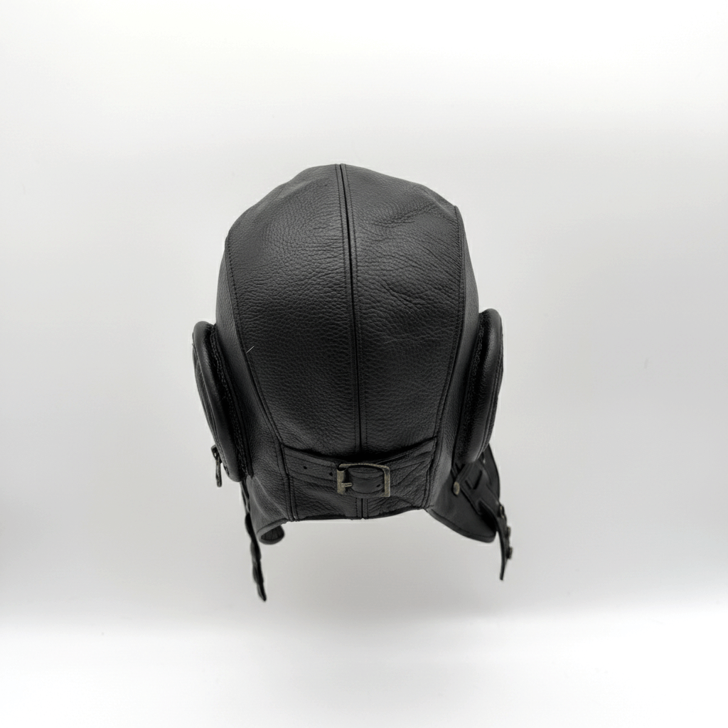 Chapeau aviateur en cuir noir - Modèle William