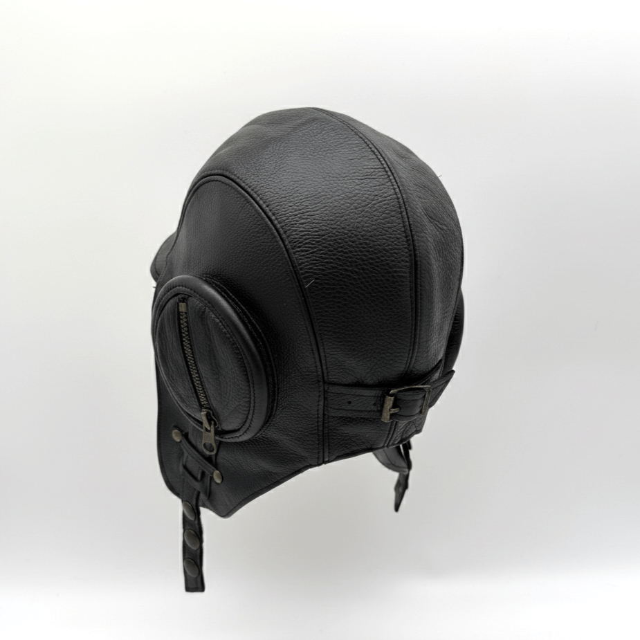 Chapeau aviateur en cuir noir - Modèle William