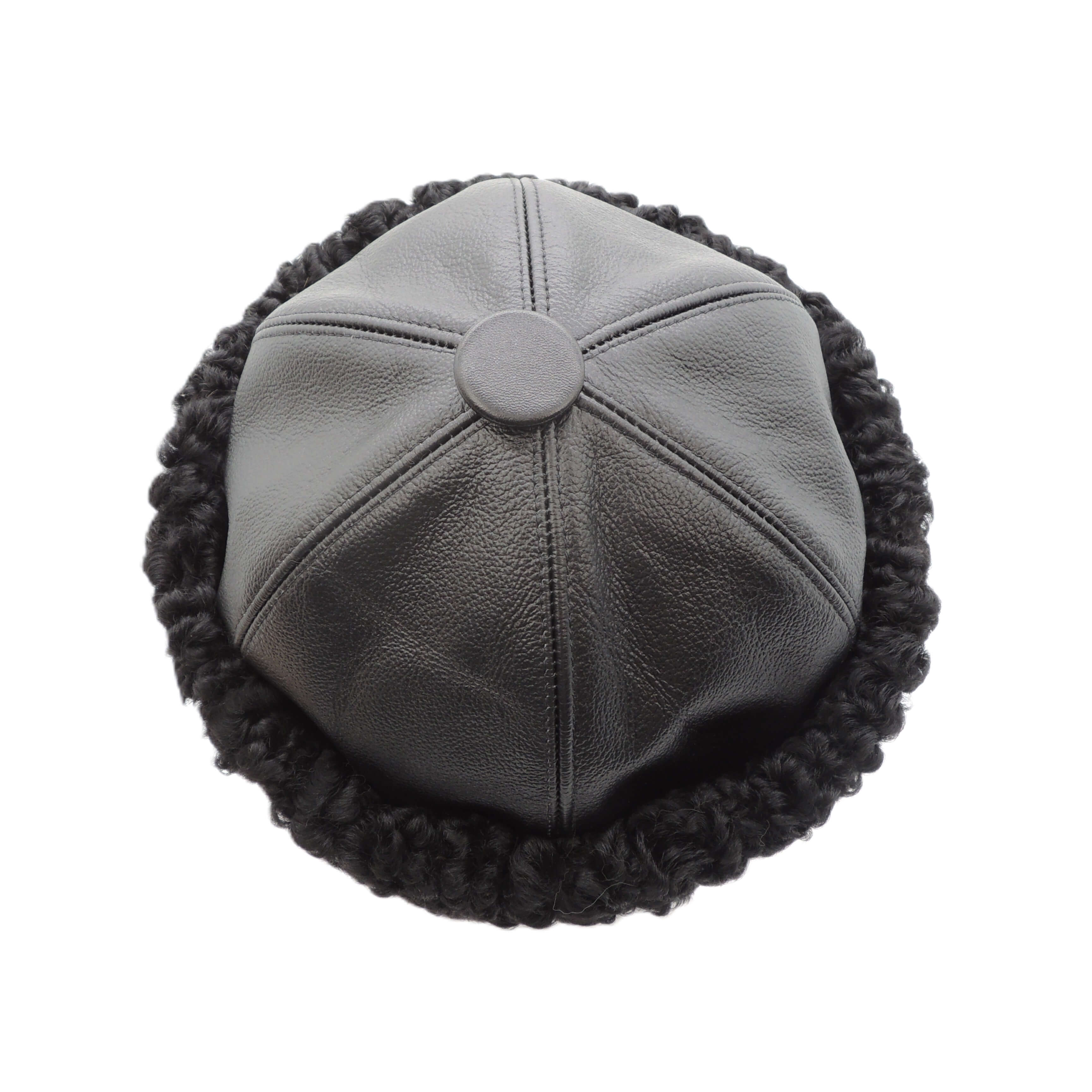 Black Leather and Recycled Mink Cloche Hat – Vintage 1920s Style