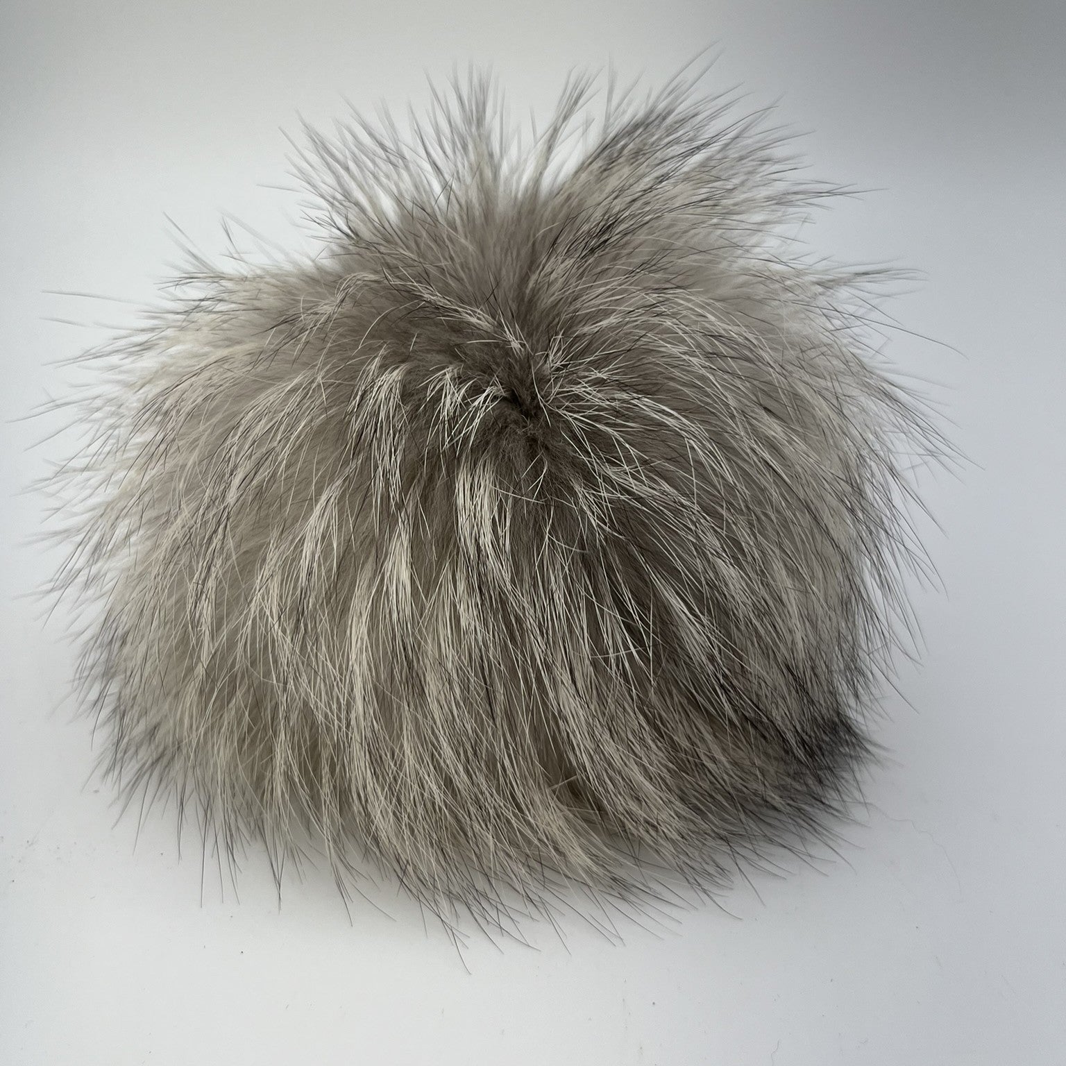 Silver Fox Fur Pom-Pom — Leather Tie Strap (Handmade in Quebec)