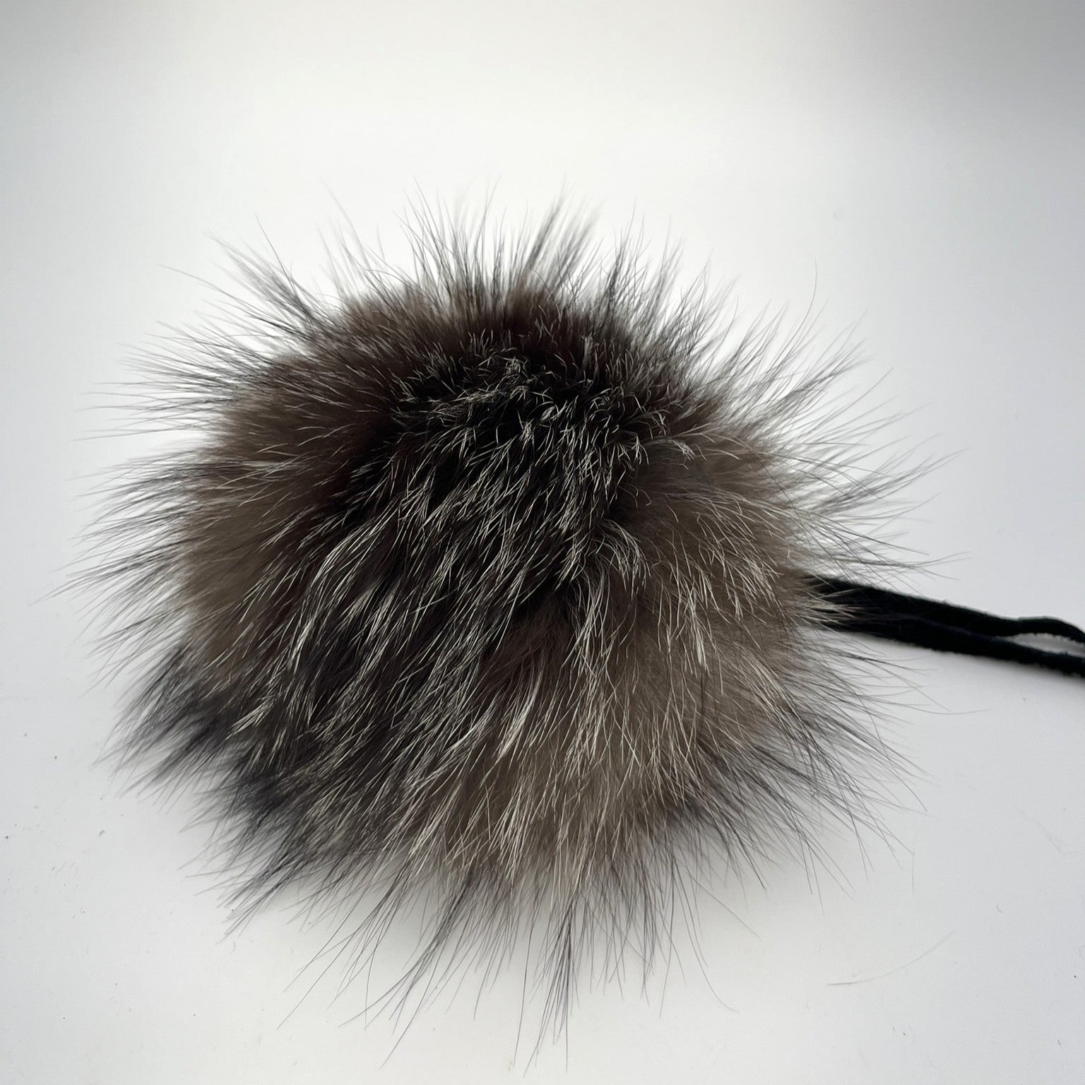 Cristal Fox Fur Pom-Pom — Leather Tie Strap (Handmade in Quebec)
