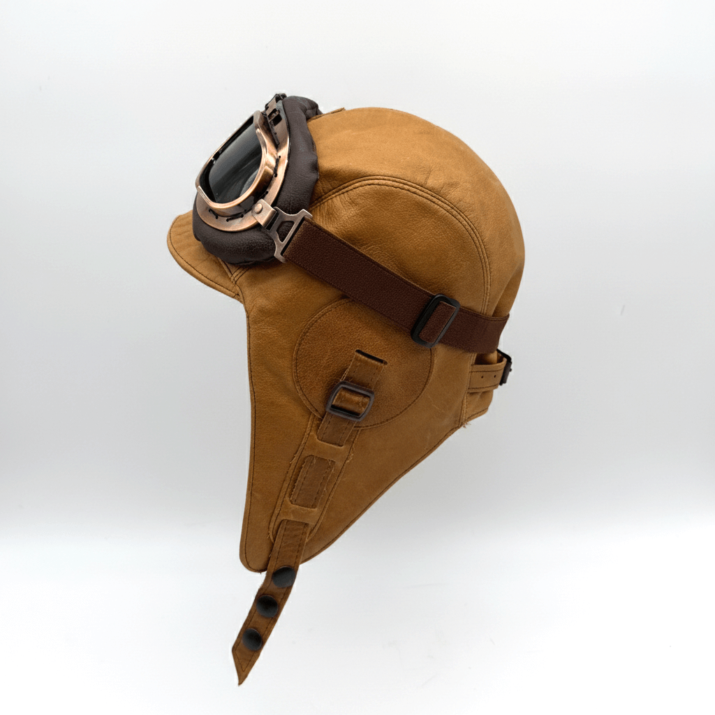Tan Leather Aviator Hat - Simon Model