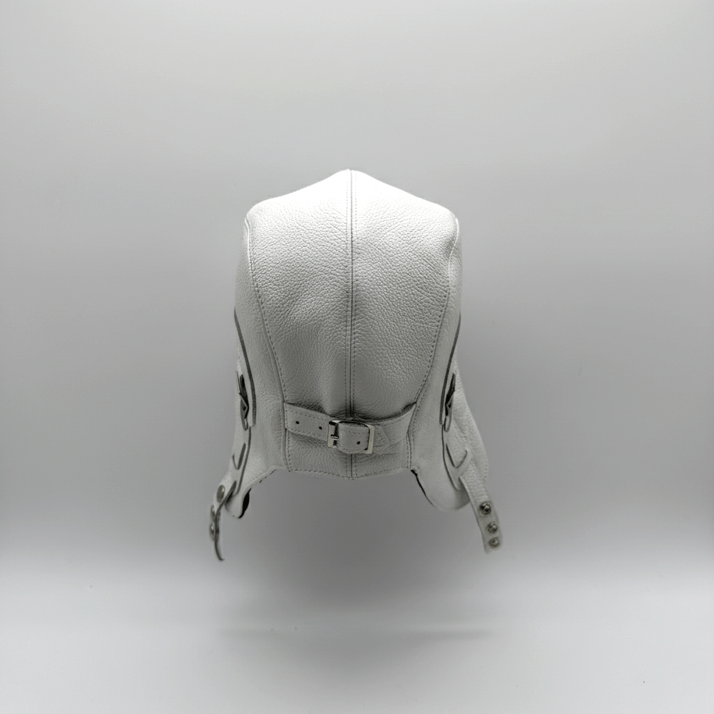 White Leather Aviator Hat - Simon Model