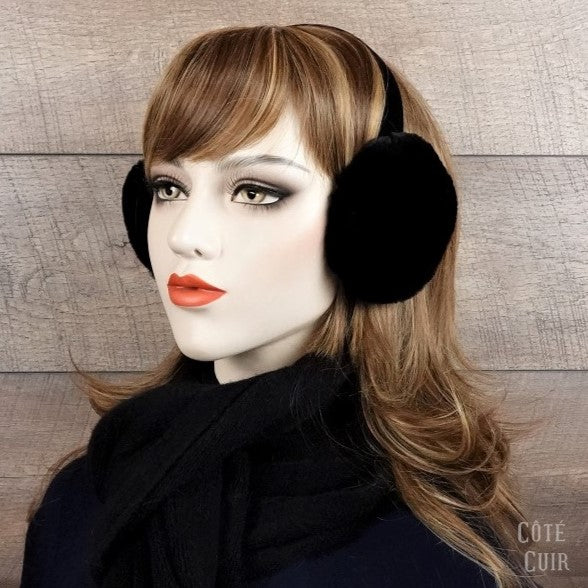 black fur earmuffs for women