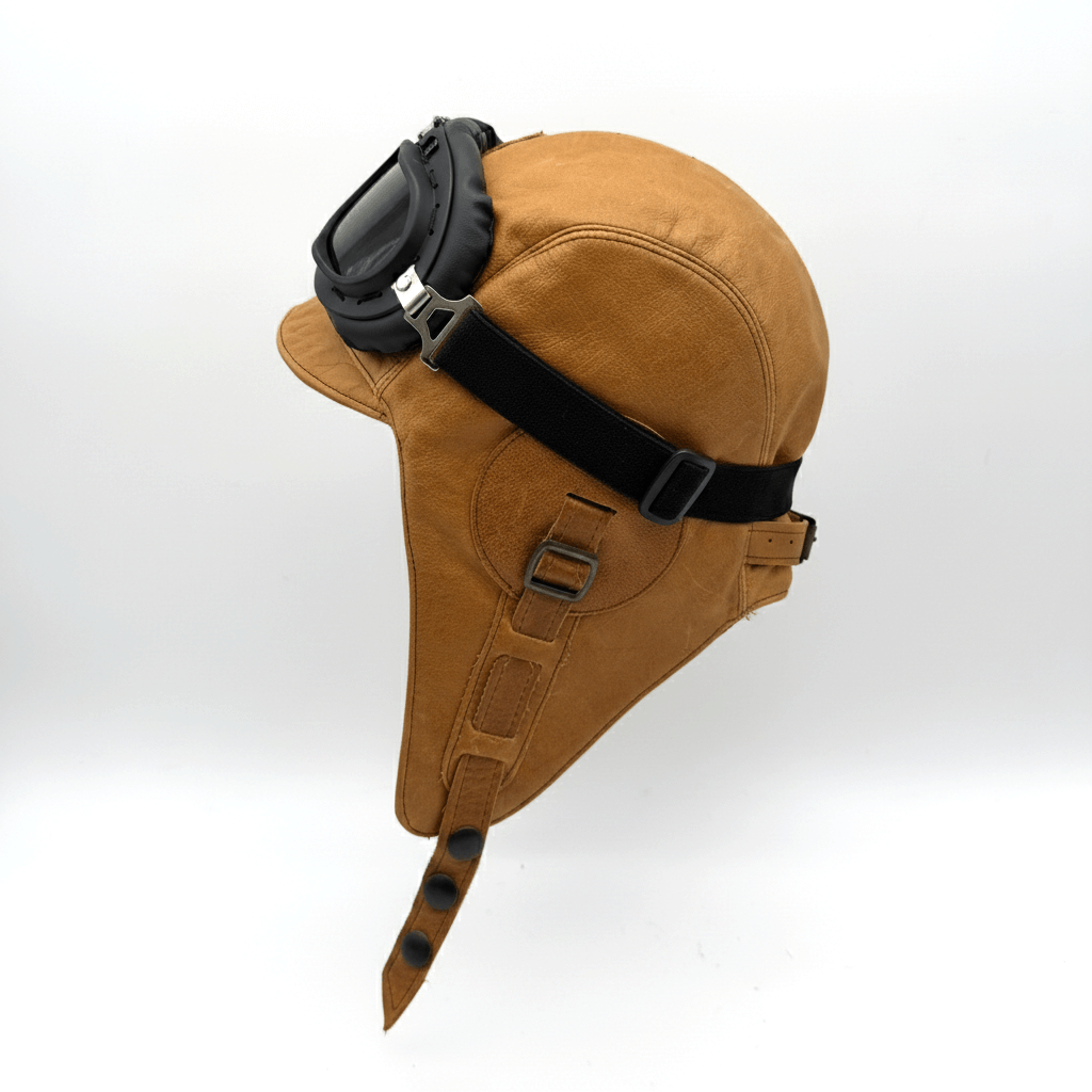 Tan Leather Aviator Hat - Simon Model