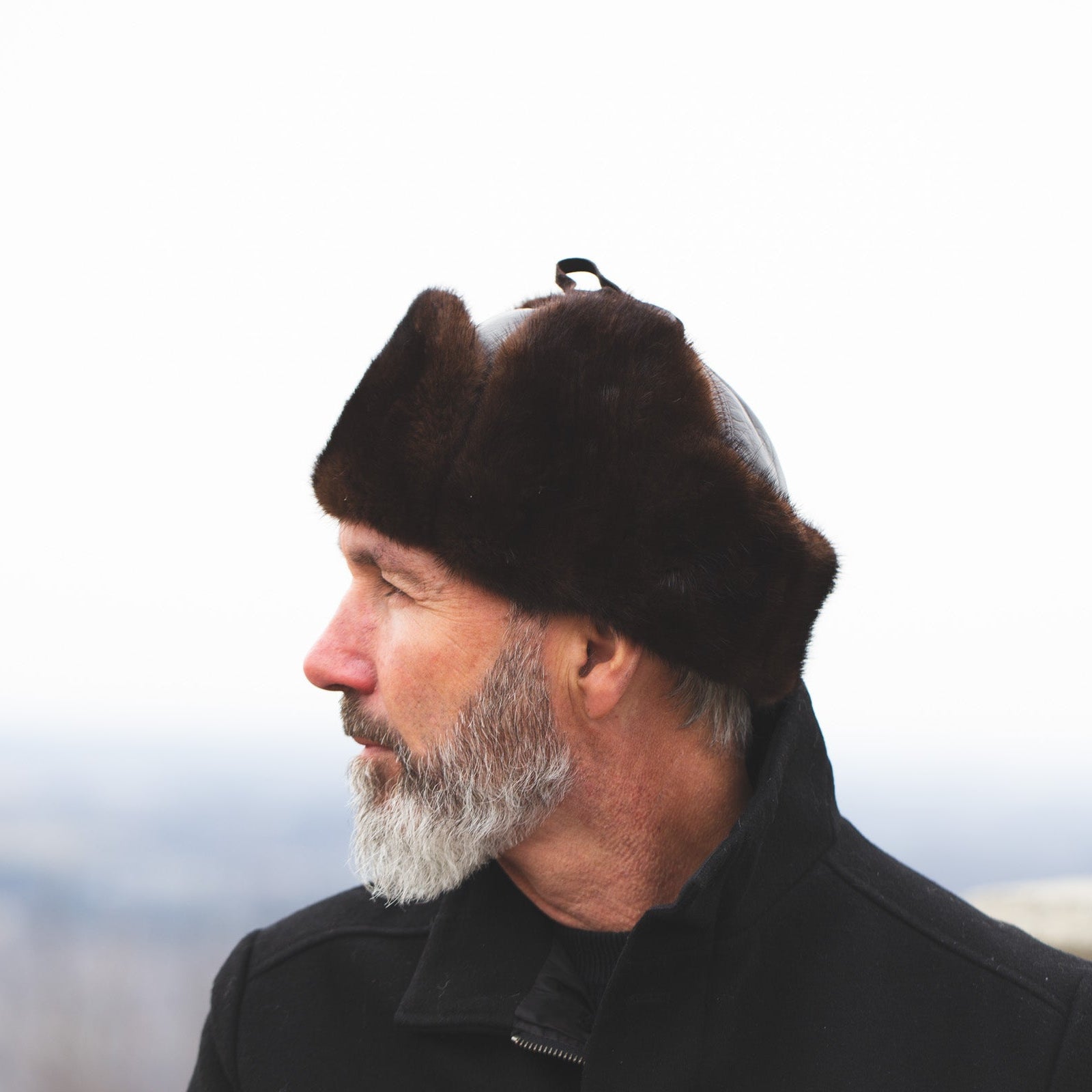 Chapeau russe Ushanka en fourrure de vison marron pour homme, cuir marron