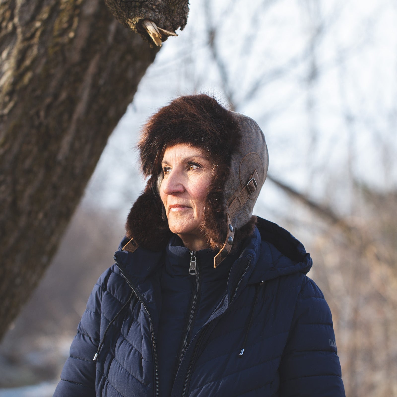Beaver Fur Aviator Hat, Antique Brown Leather - Simon Model