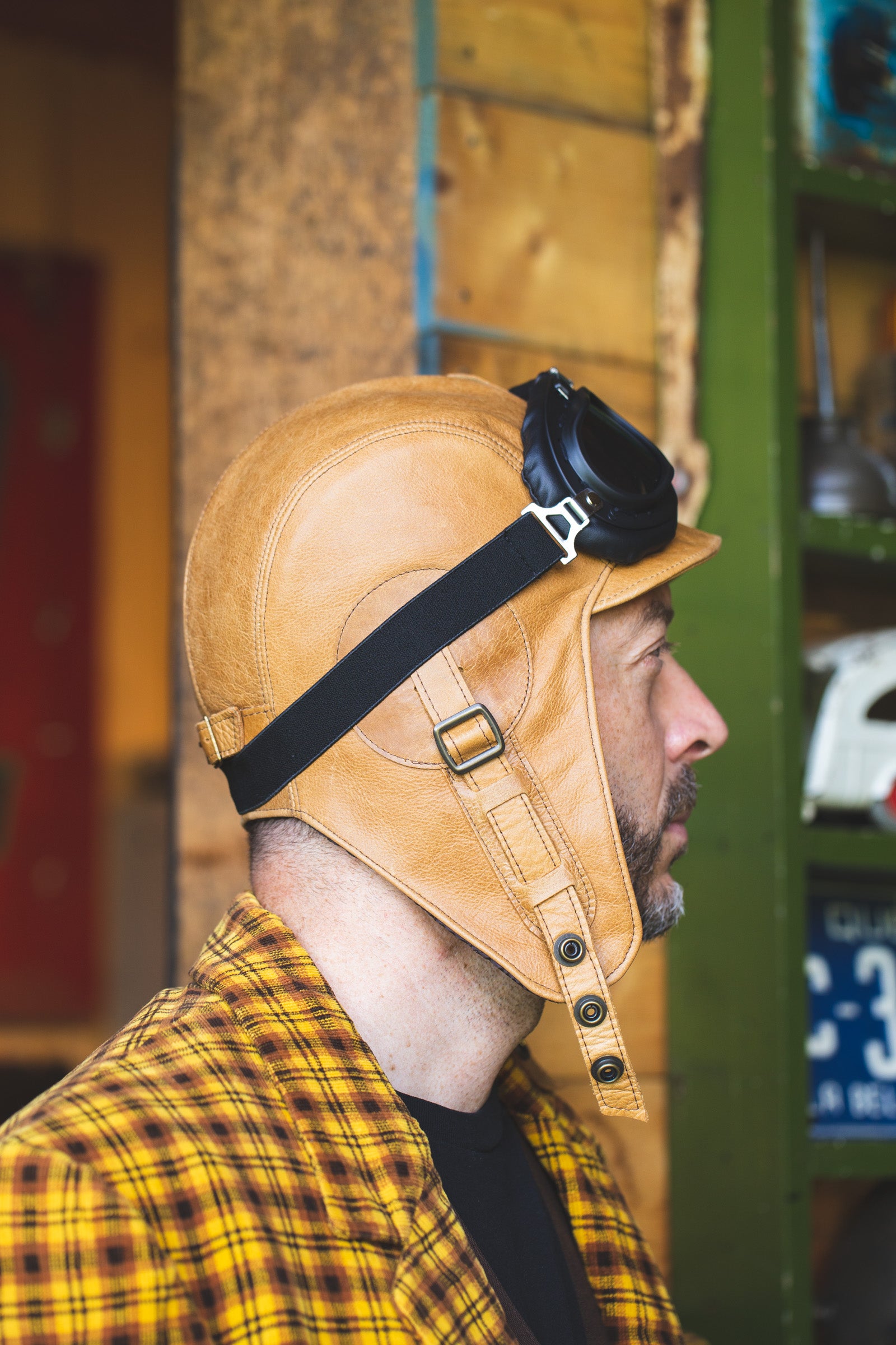 Tan Leather Aviator Hat - Simon Model