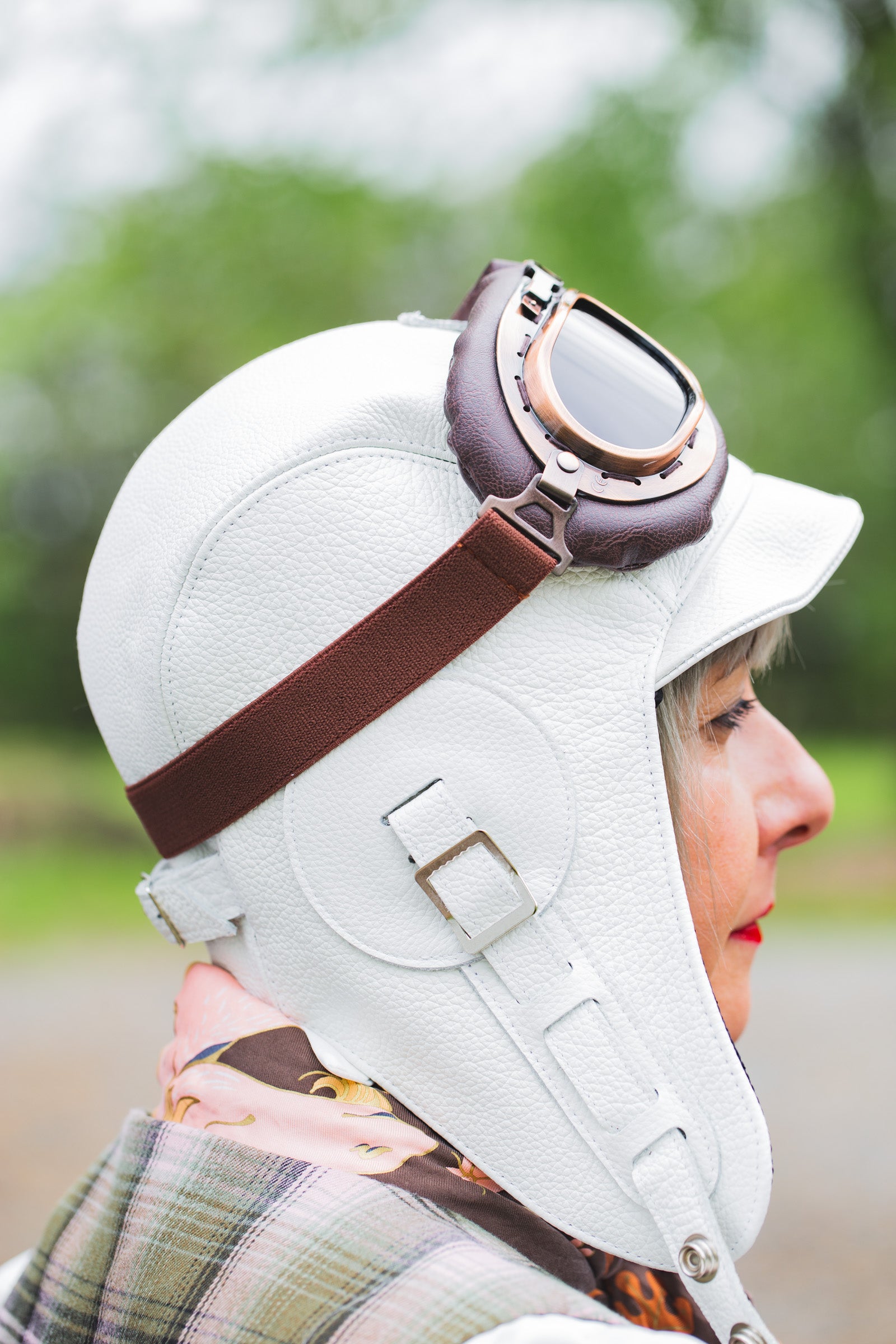 Chapeau aviateur en cuir blanc - Modèle Simon