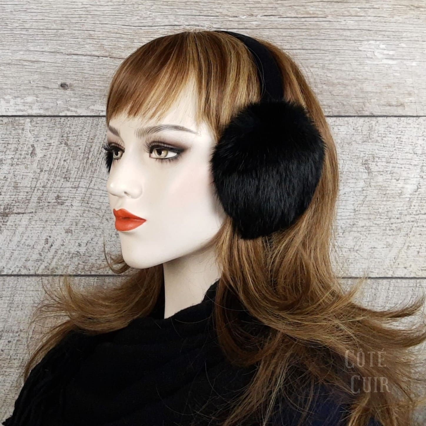 black fur earmuffs for women