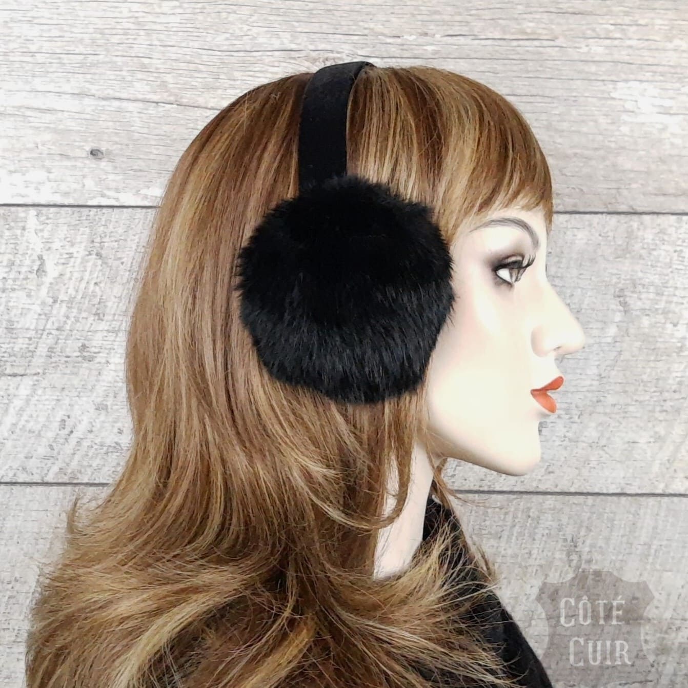 black fur earmuffs