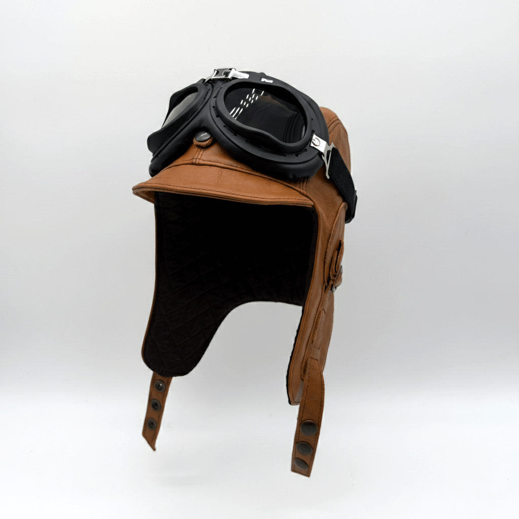 Chapeau aviateur en cuir cognac – Modèle Simon