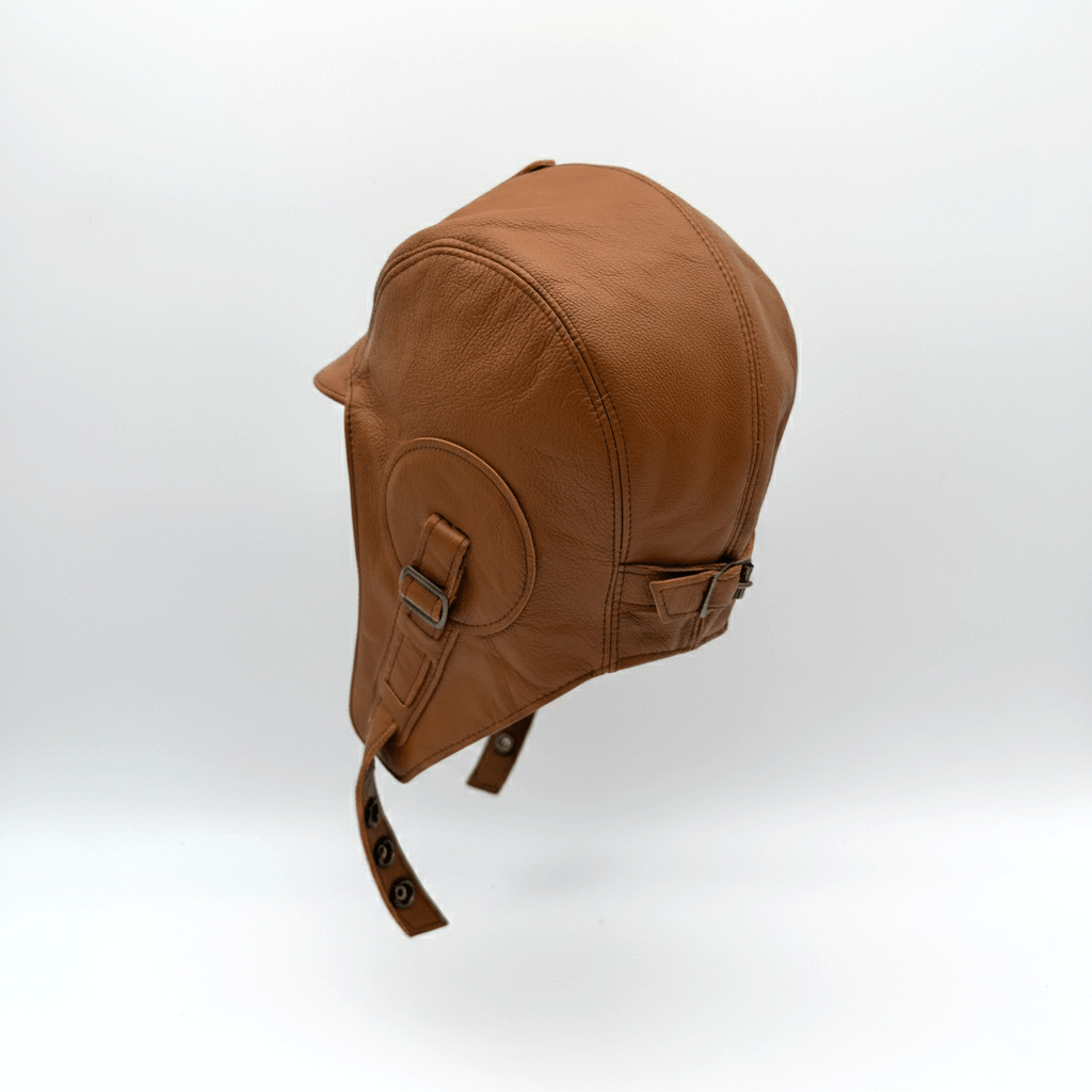 Cognac Leather Aviator Hat – Simon Model