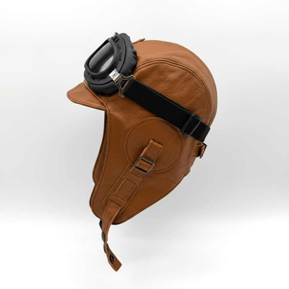 Cognac Leather Aviator Hat – Simon Model
