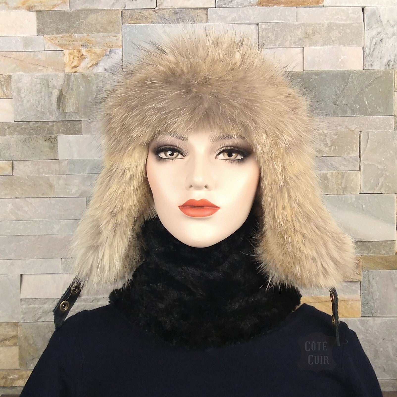 coyote fur aviator hat
