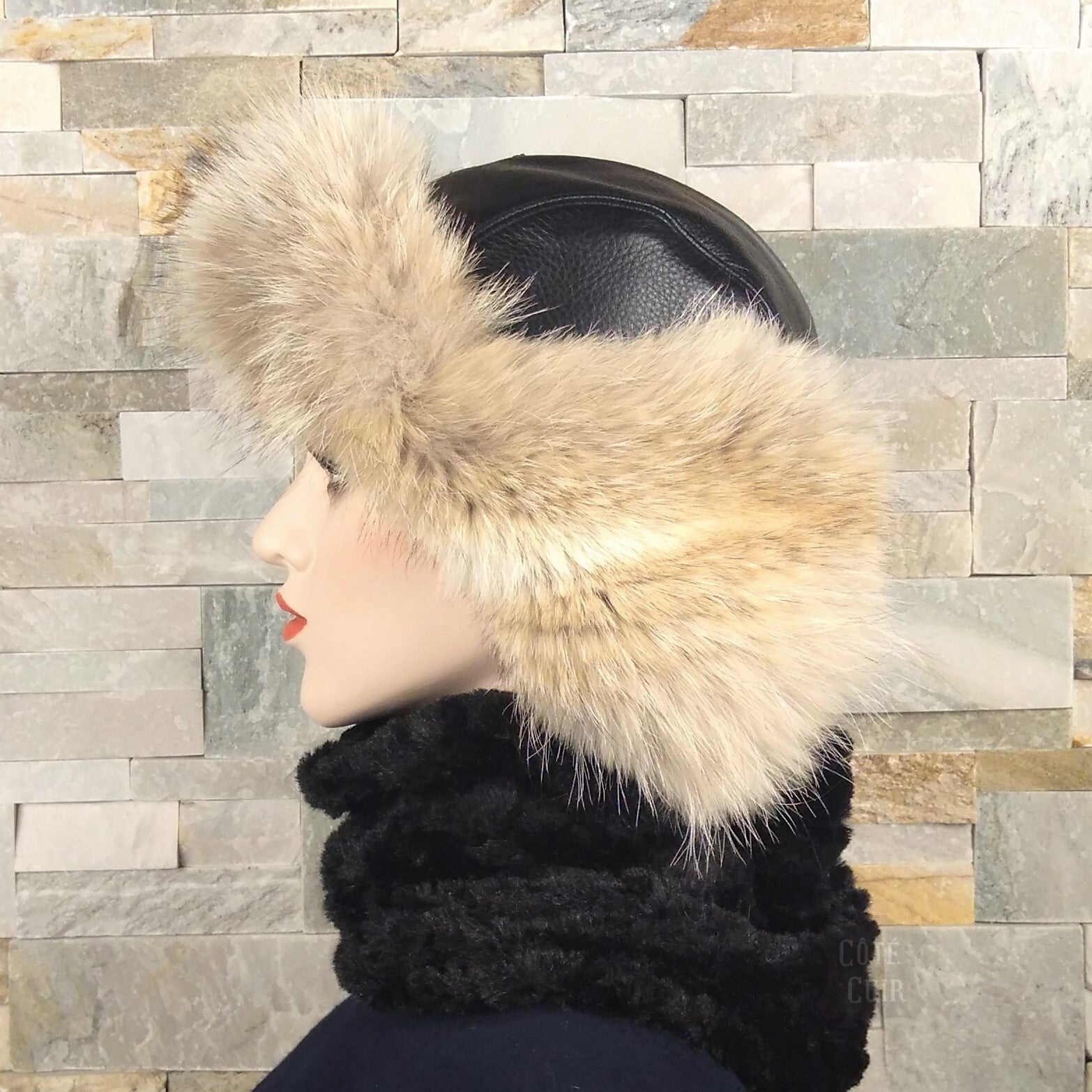 coyote fur aviator hat