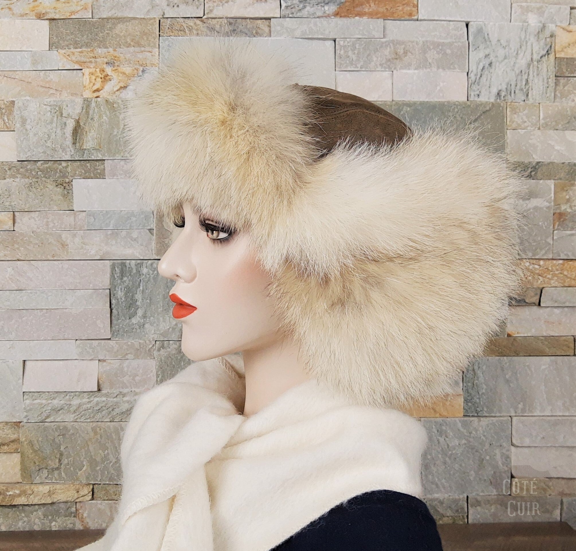 coyote fur aviator hat