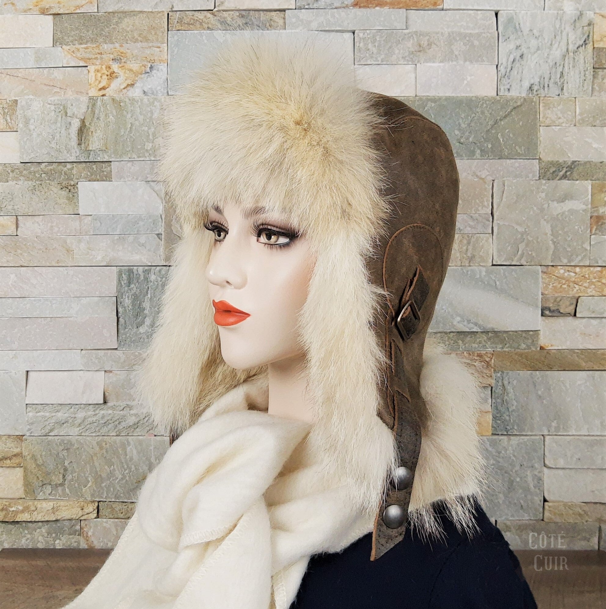 coyote fur aviator hat