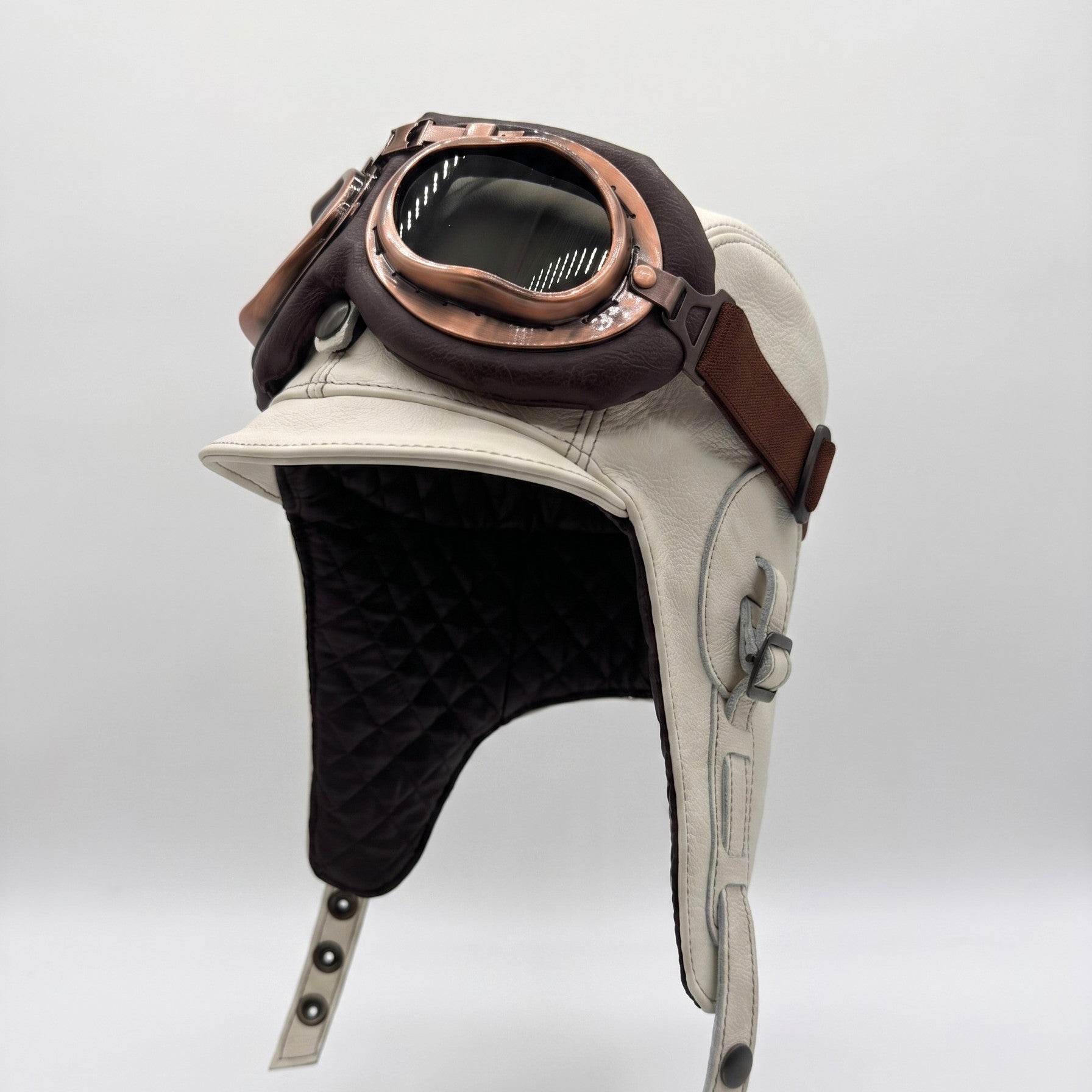 Cream Leather Aviator Hat – Simon Model