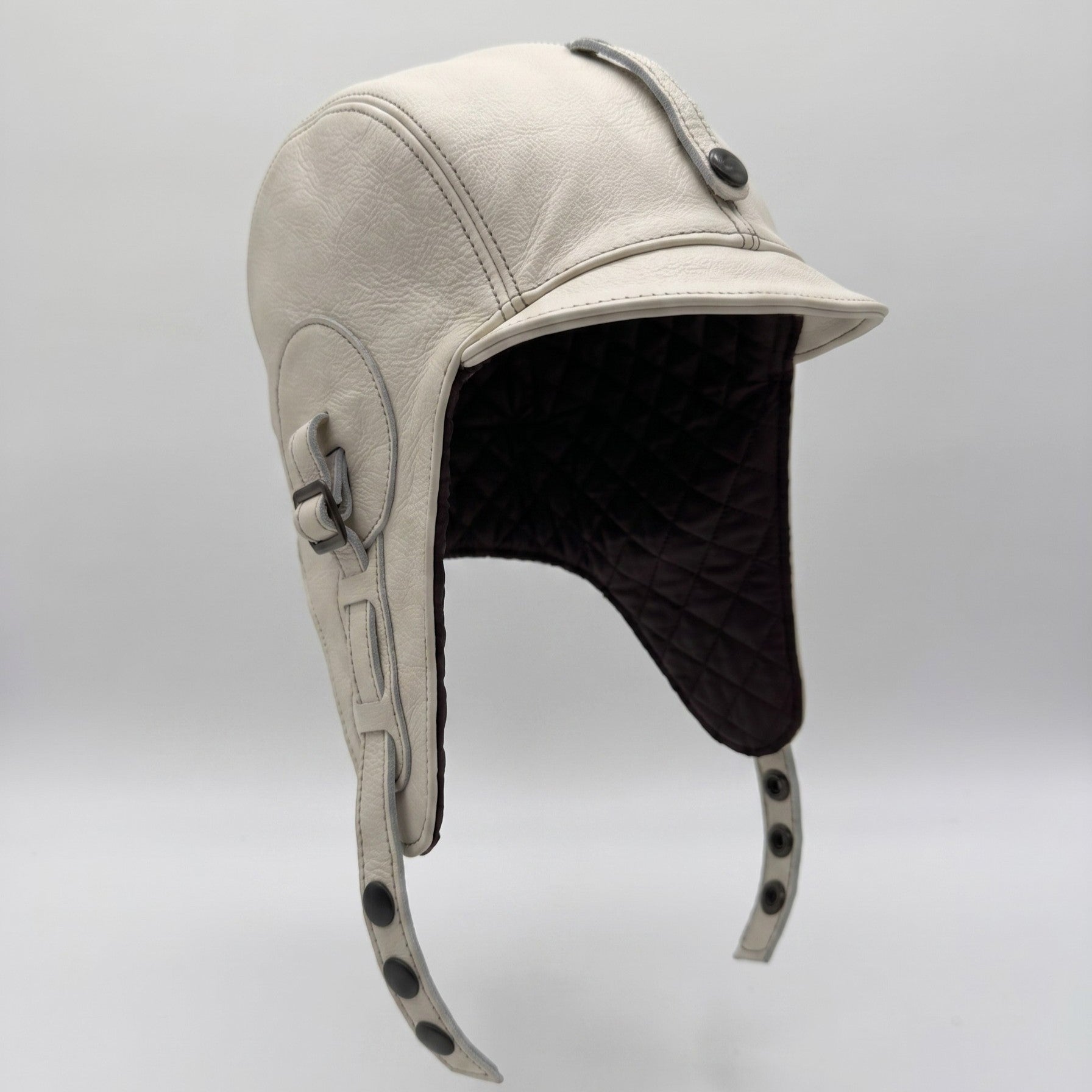 Cream Leather Aviator Hat – Simon Model