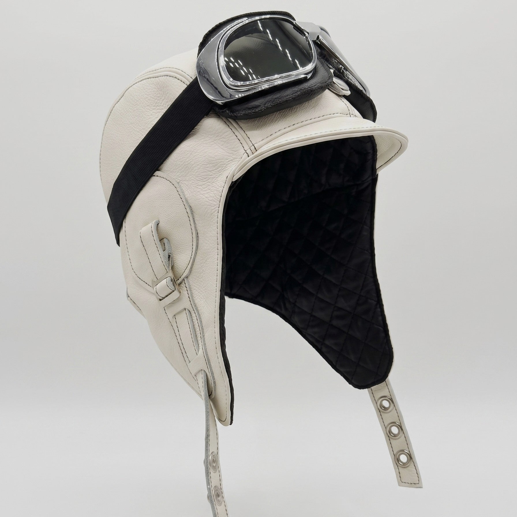 Cream Leather Aviator Hat – Simon Model