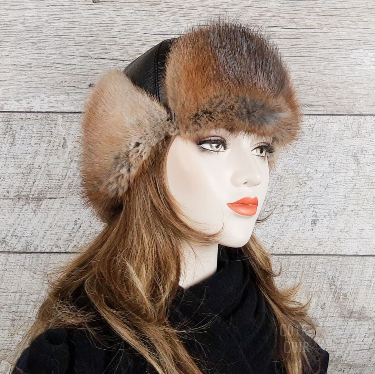 womens muskrat fur hat