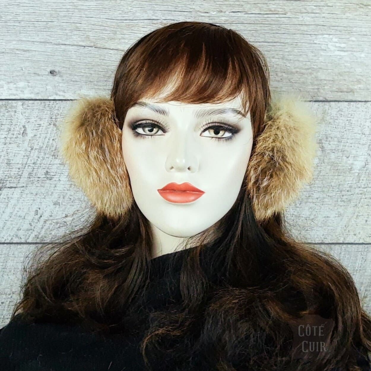Red fox fur earmuffs