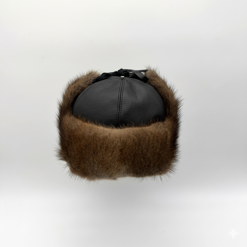 Natural Muskrat Fur Aviator Hat - Charles Model