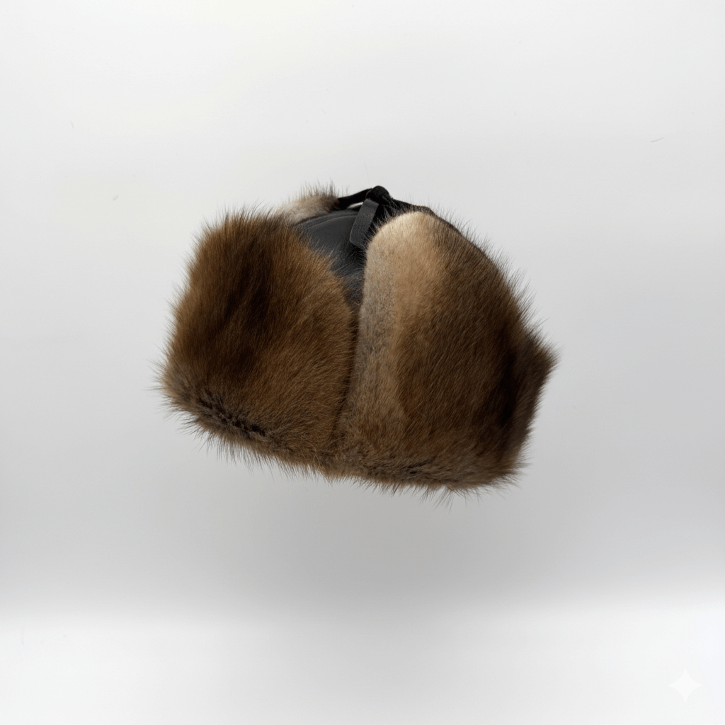 Chapeau aviateur en fourrure de rat musqué naturelle - Modèle Charles