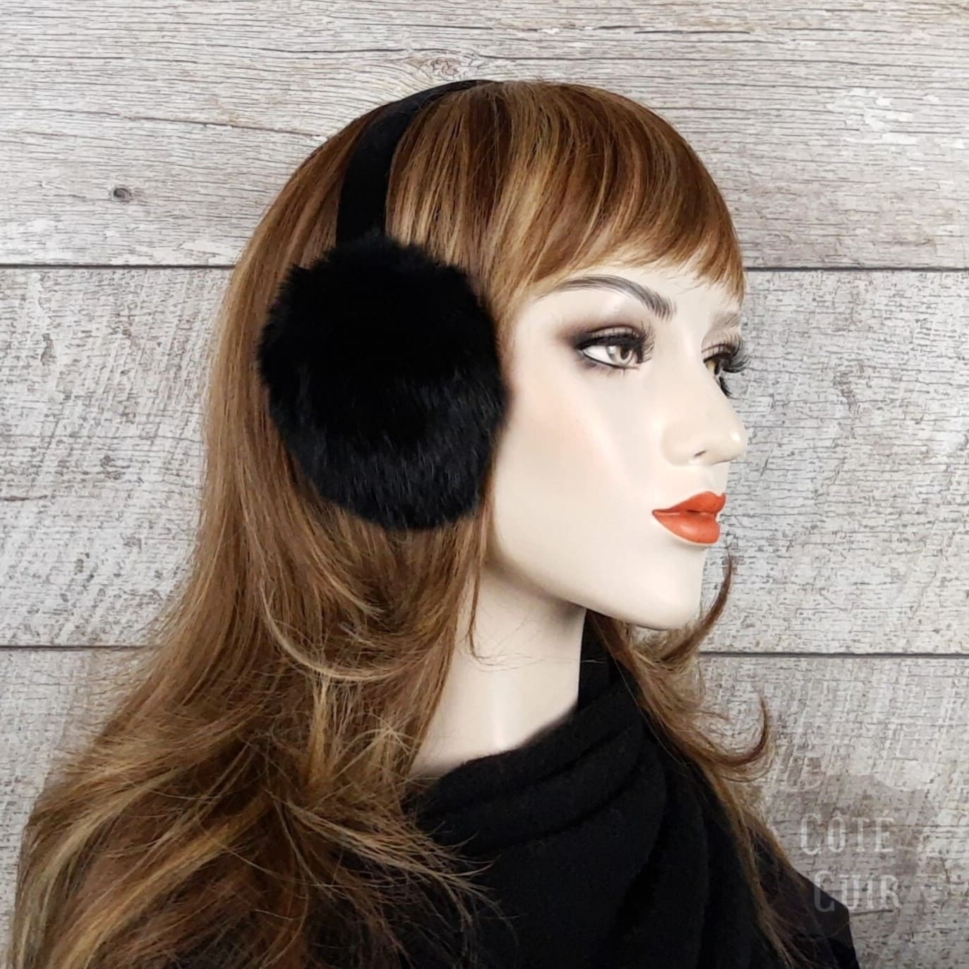 womens black fur earmuffs