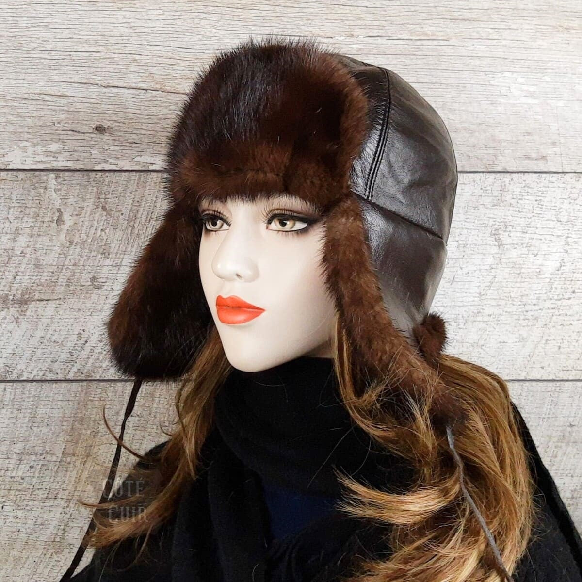 womens mink trapper hat