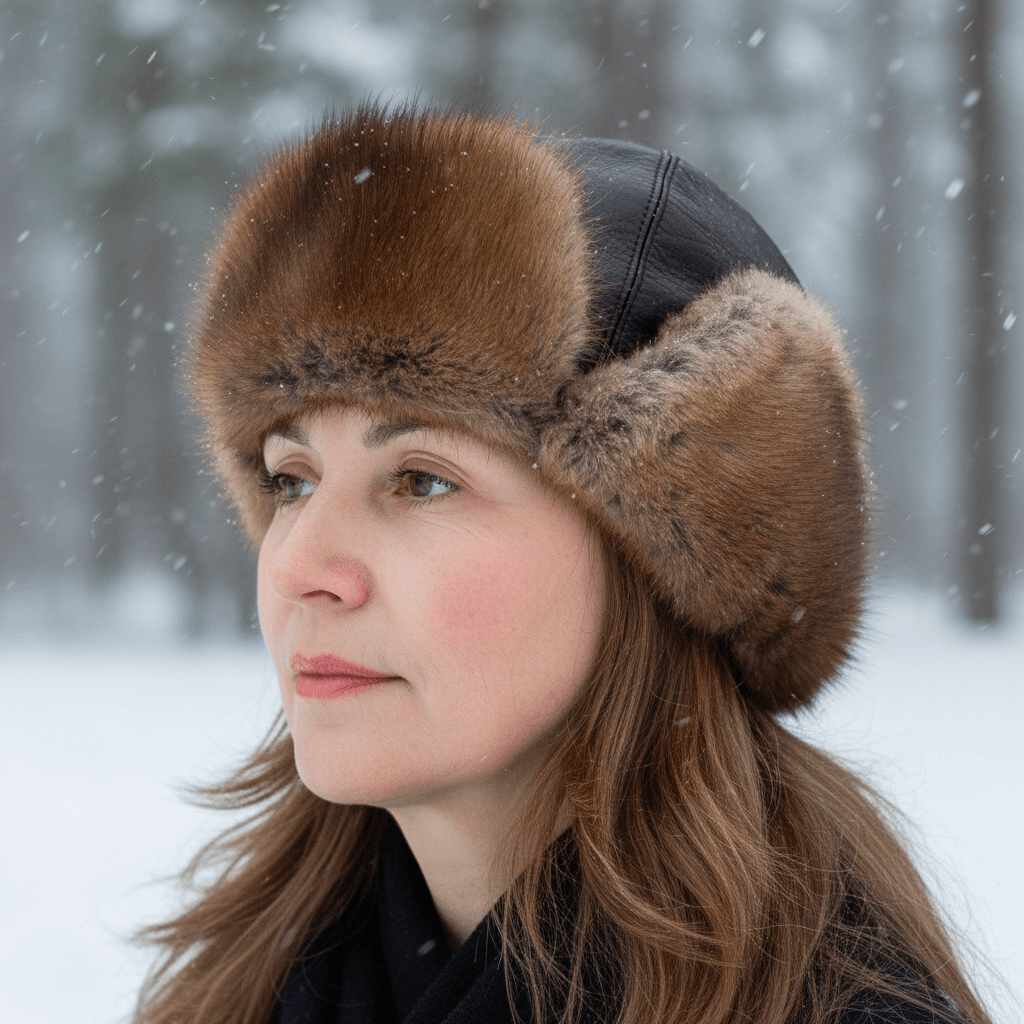 Muskrat Fur Hat For Women - Cote Cuir display picture 2