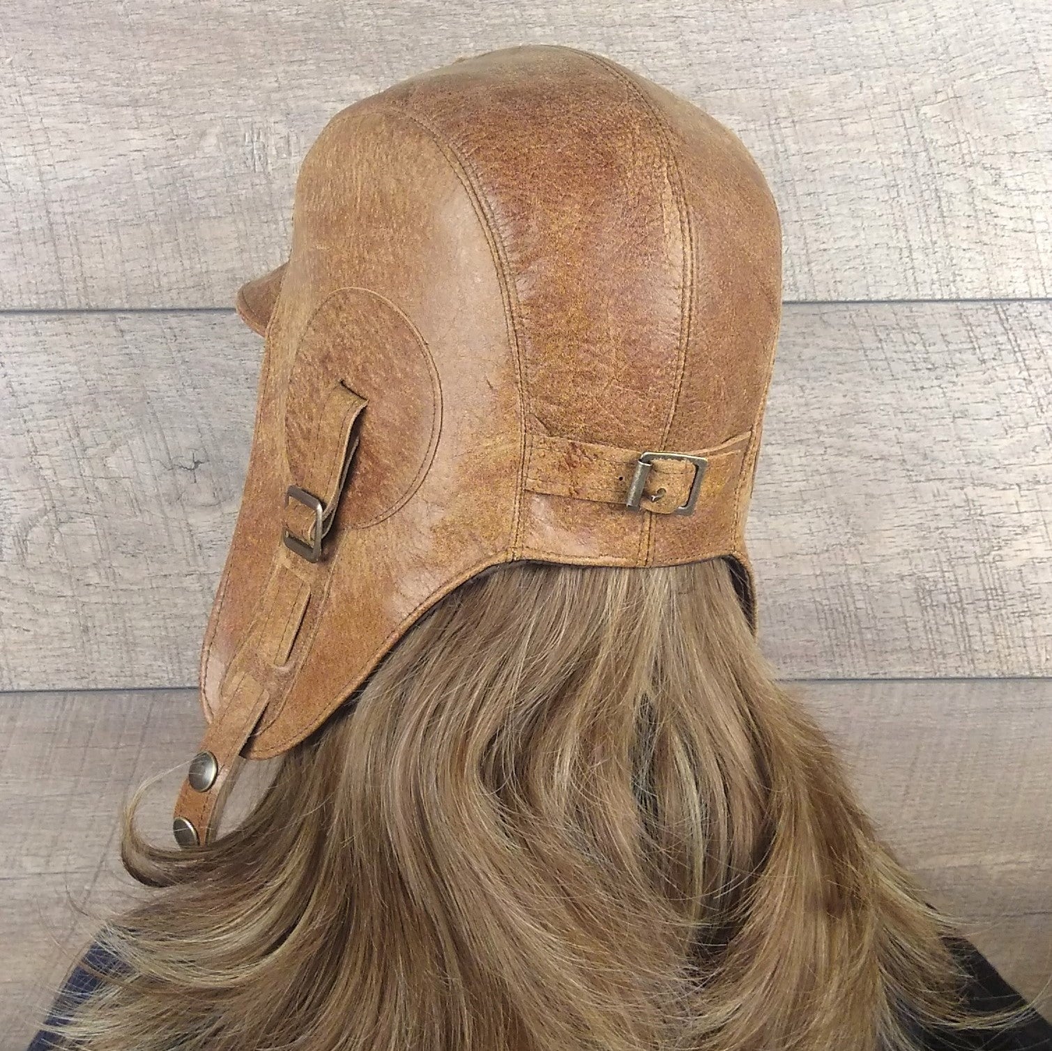 Tan Leather Aviator Hat - Simon Model