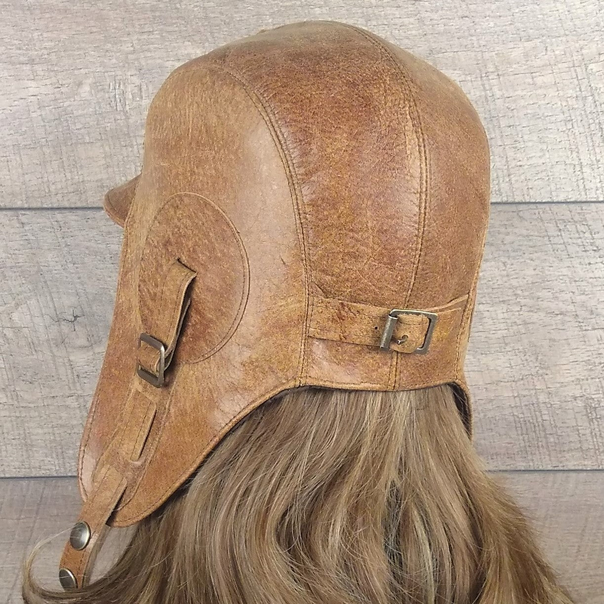 Tan Leather Aviator Hat - Simon Model