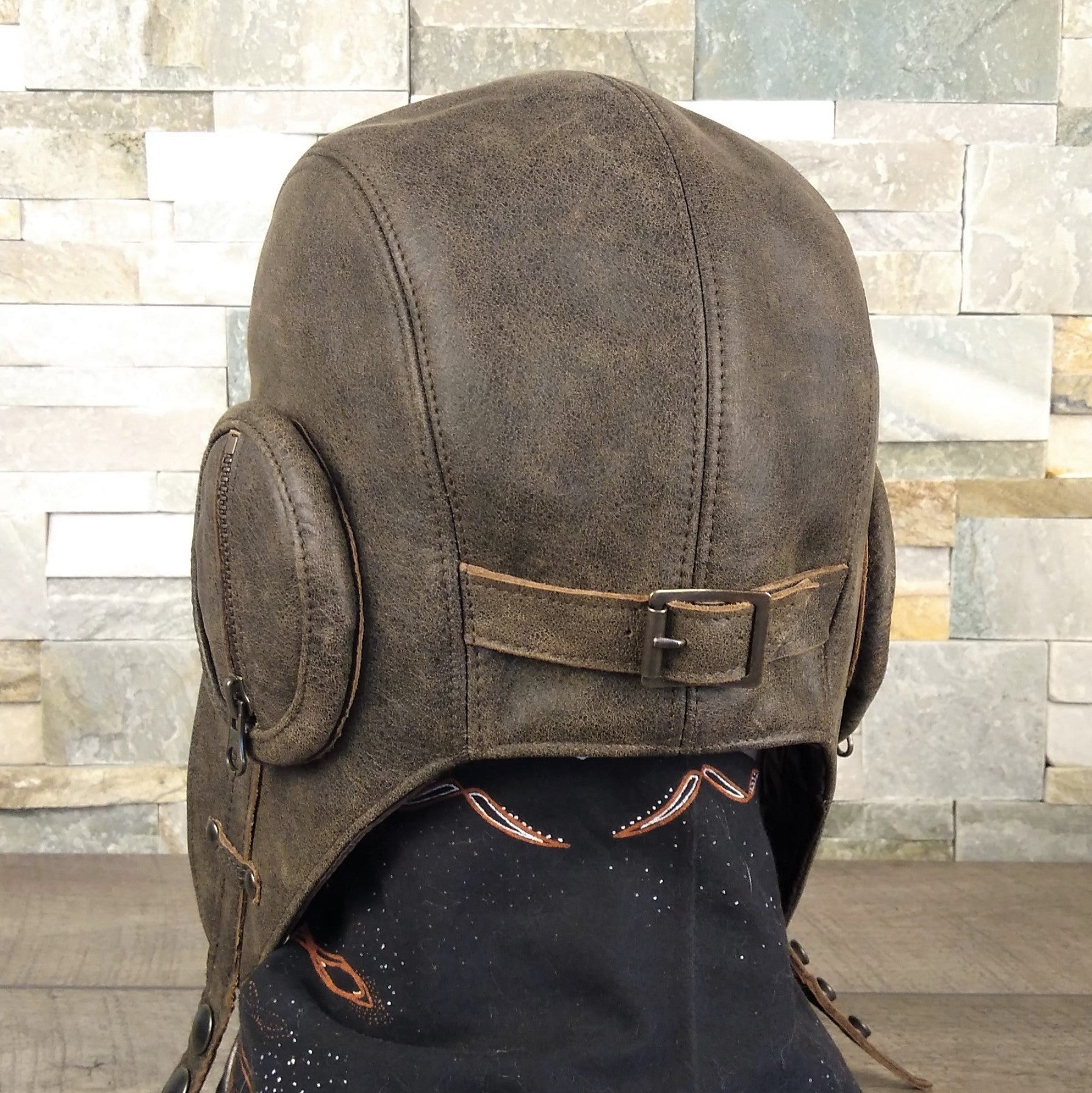 Antique Brown Leather Aviator Helmet - William Model