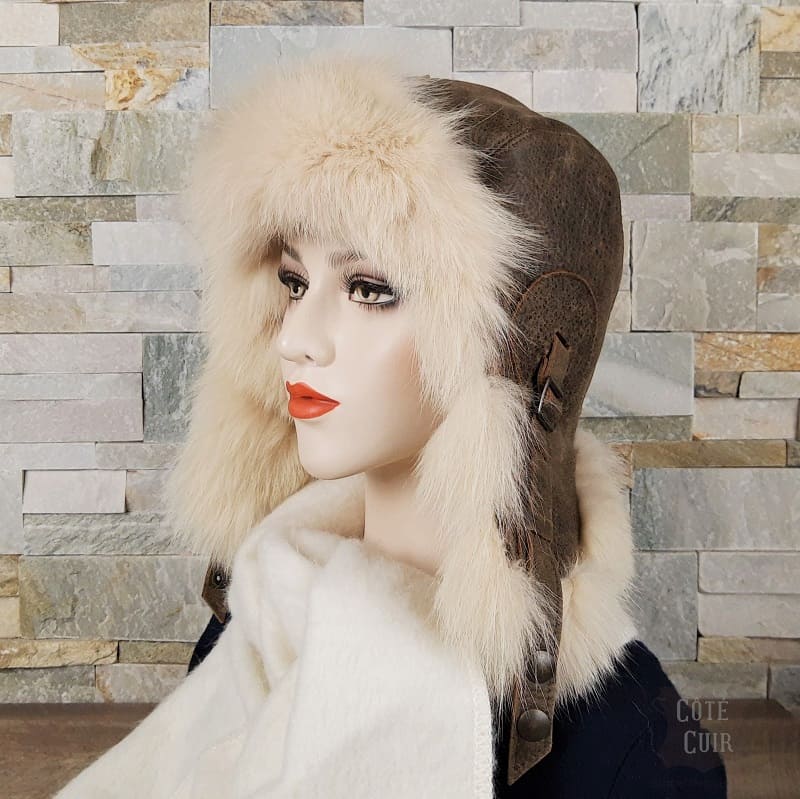 fox fur aviator hat