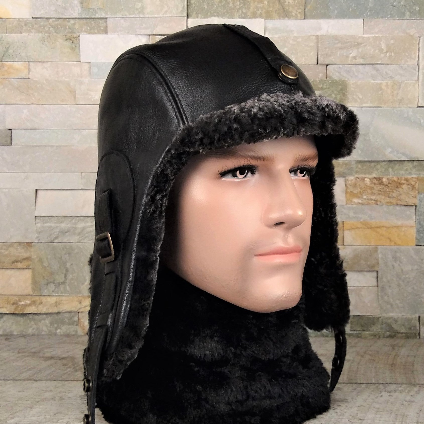 Men's shearling aviator hat