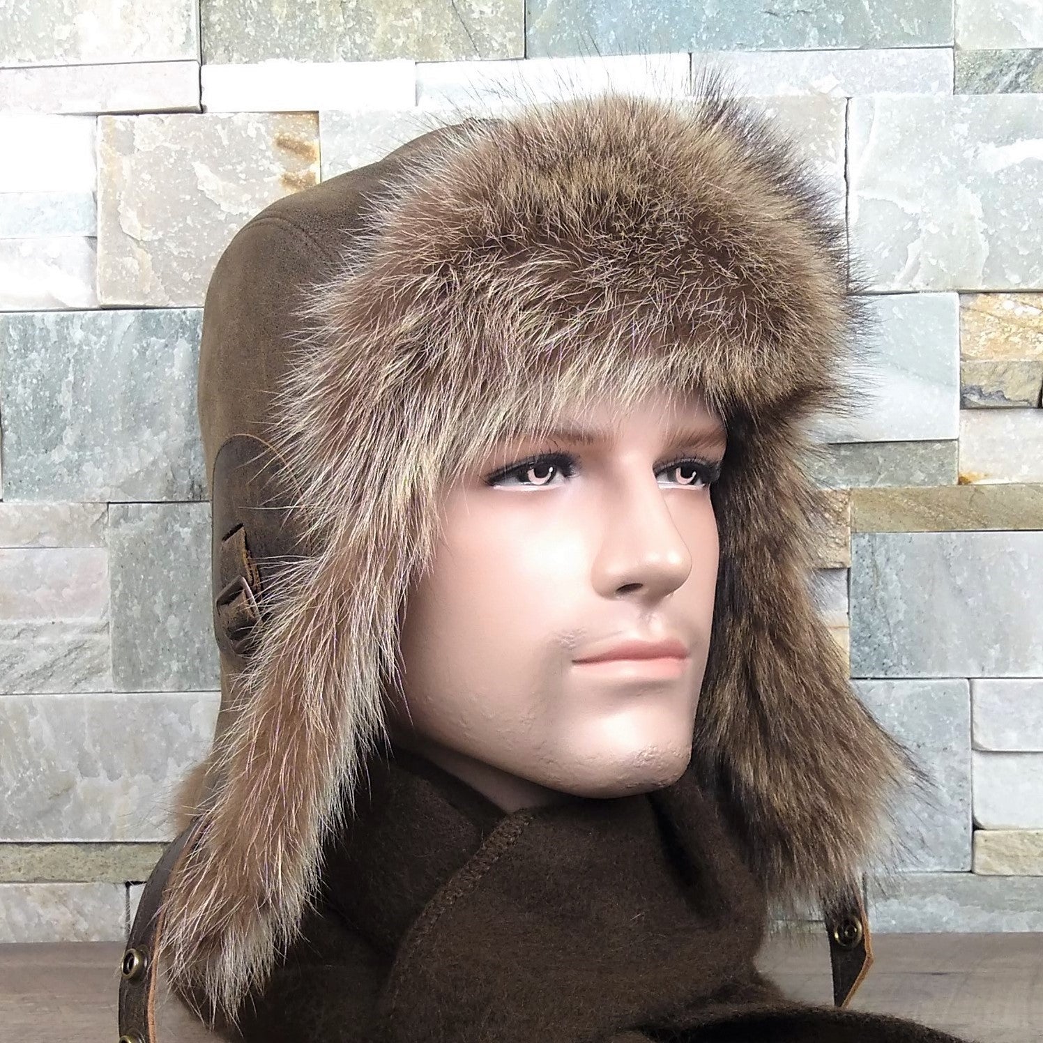 Fur aviator trapper hat