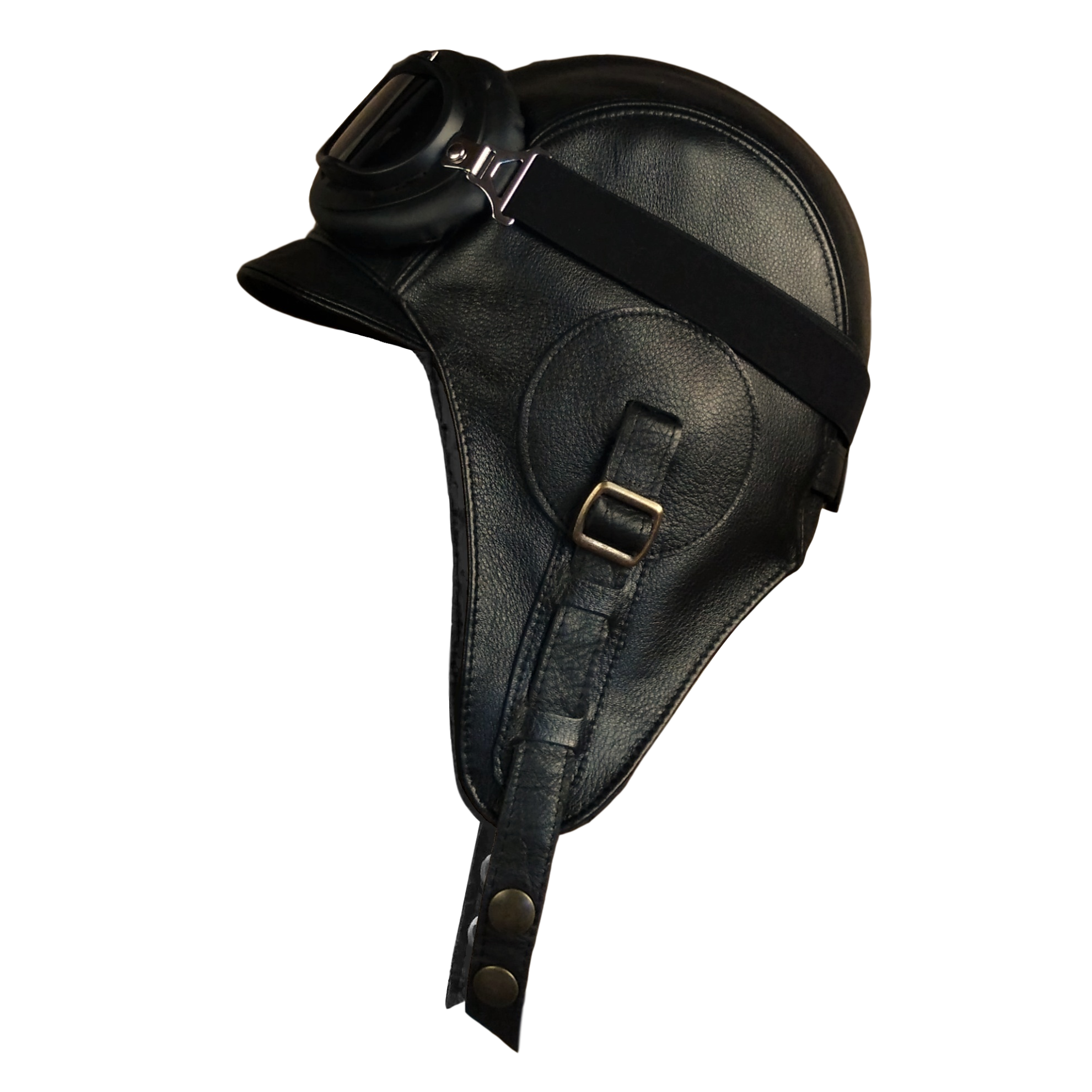 black leather aviator hat