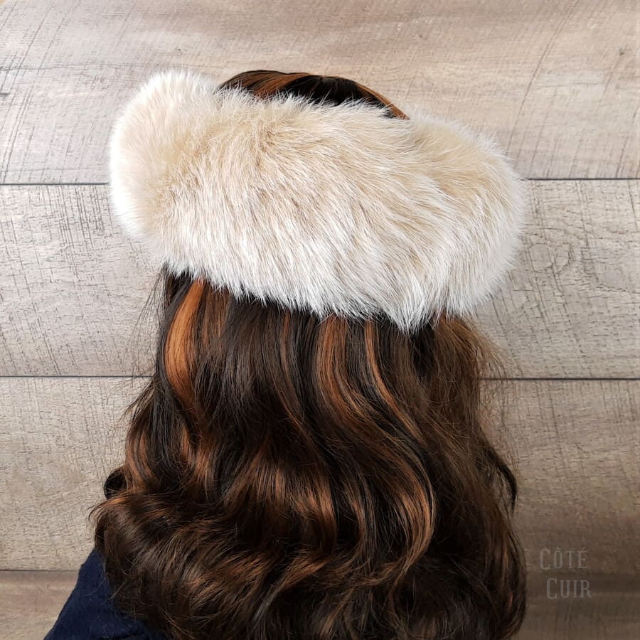 Beige fox fur headband