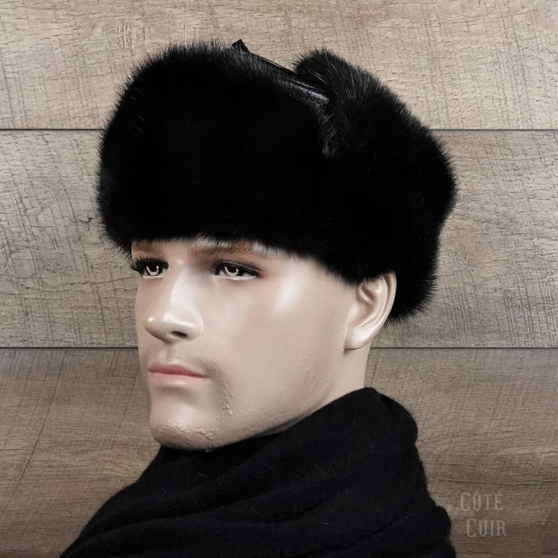 Black Fur Russian Ushanka Hat for Men - Cote Cuir – Cote Cuir Leather