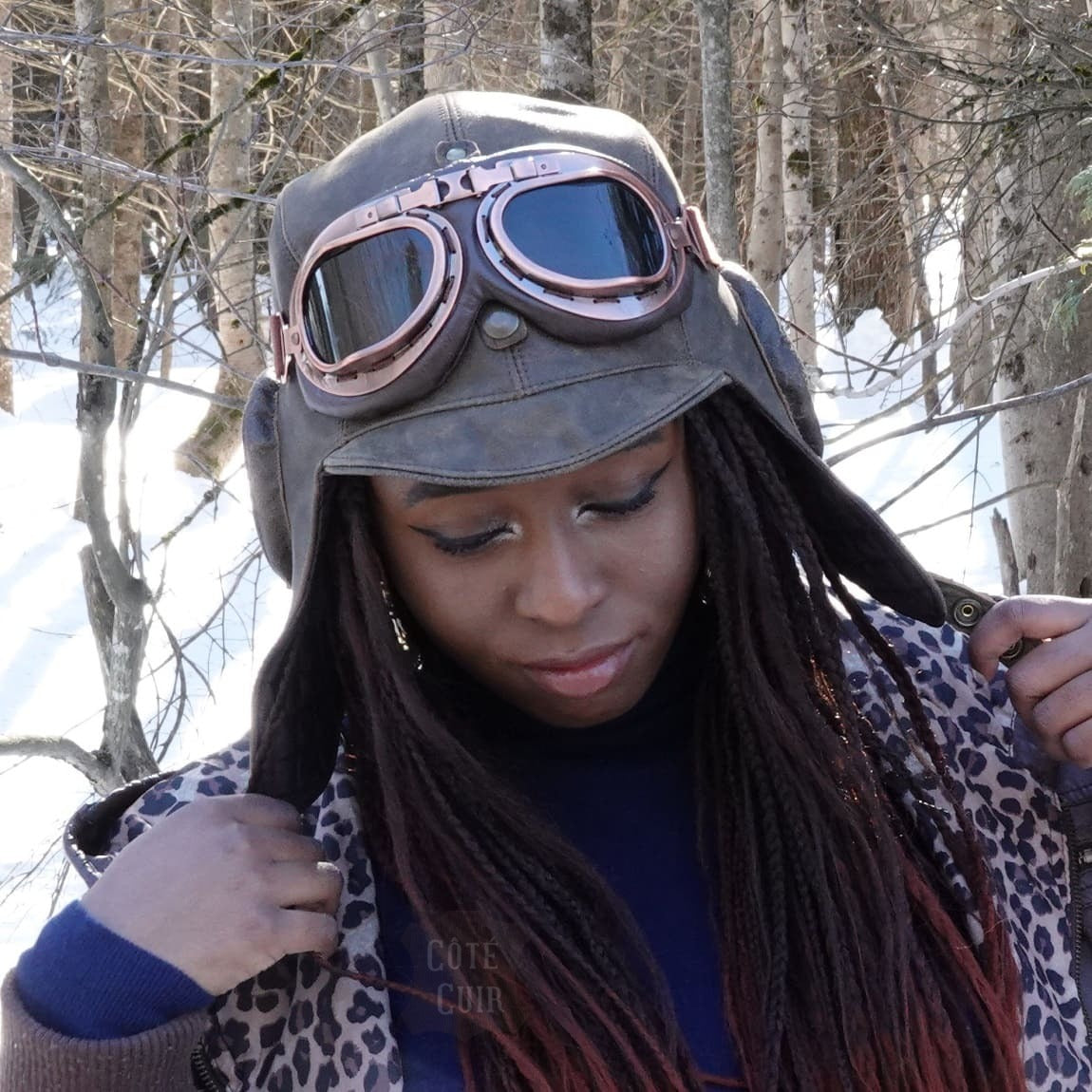Brown copper aviator goggles