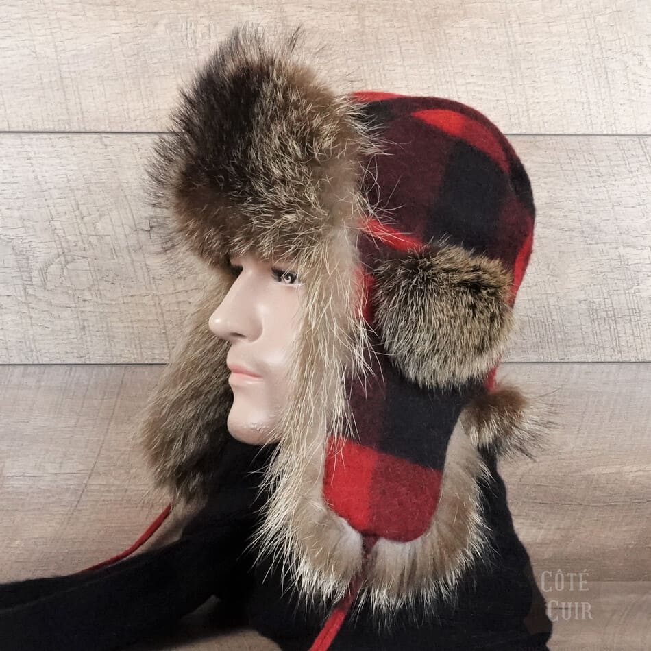 Buffalo check trapper hat