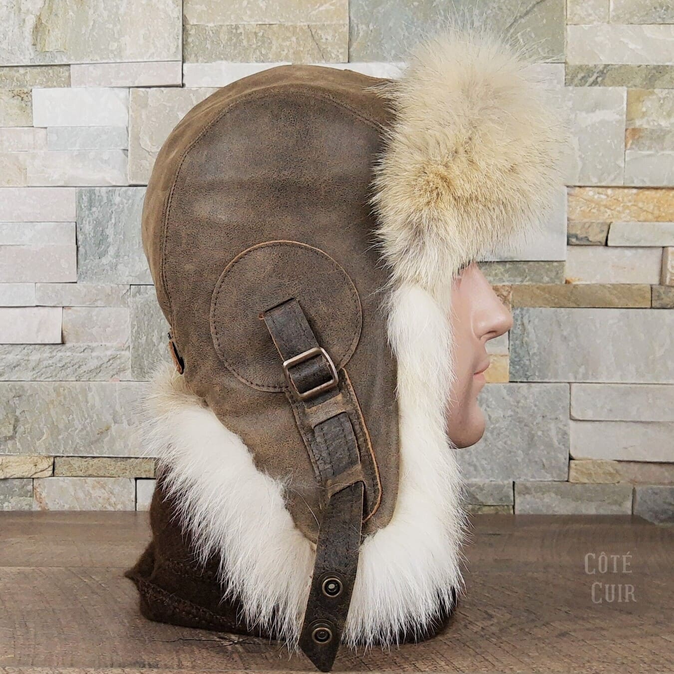 Coyote fur aviator hat