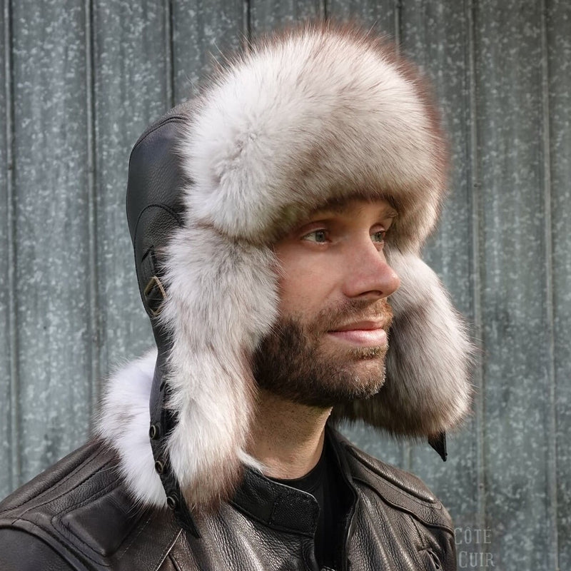 Men's Fox Fur Hat  Real Fox Fur Trapper/Aviator Hat – Cote Cuir