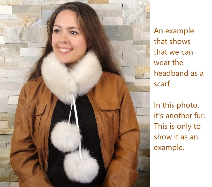 Beige Fox Fur Headband