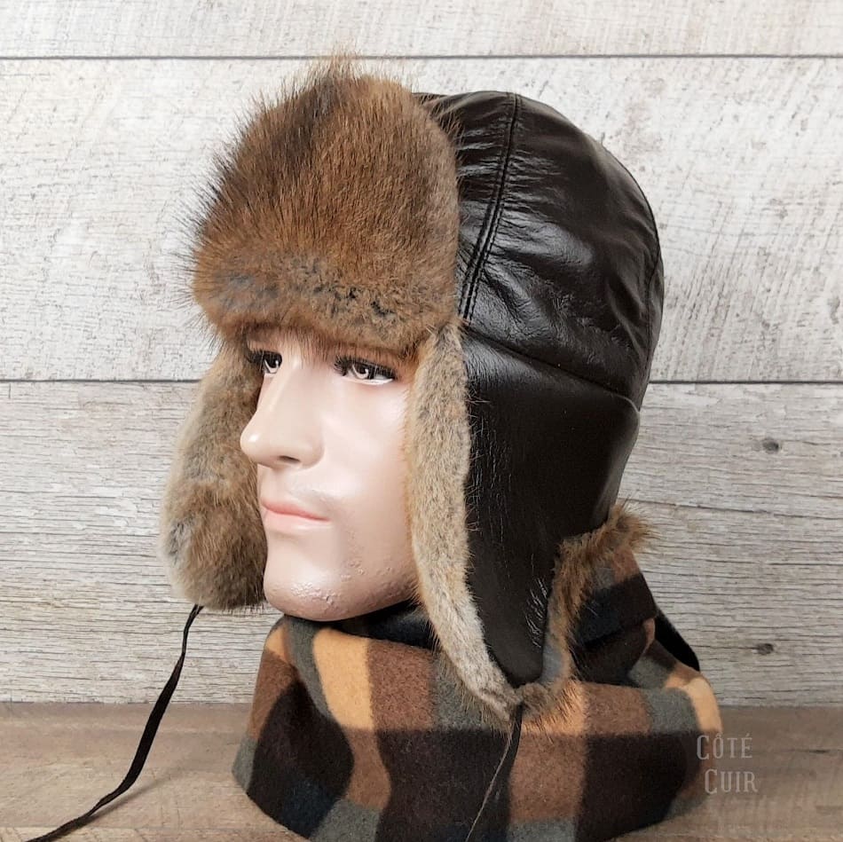 Muskrat fur hat for men