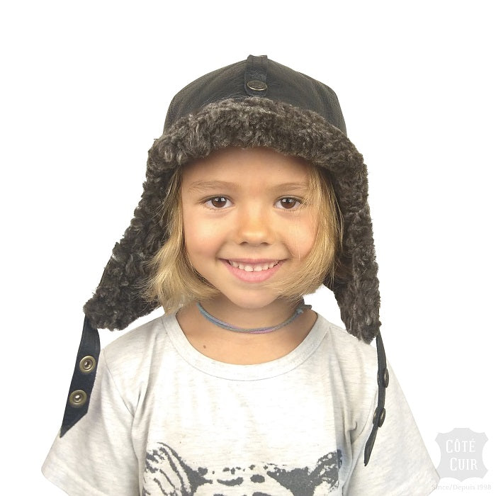 Kids shearling aviator hat
